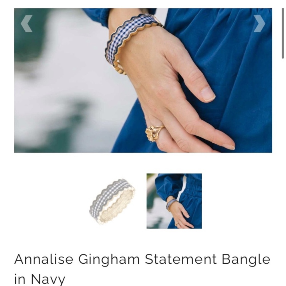 Canvas Annalise Gingham Statement Bangle in Navy